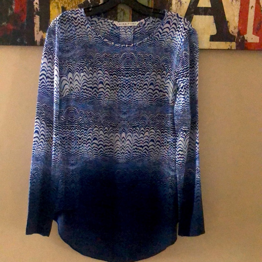 Trina Turk silk blue blouse
